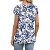 image:imageWIHOLL Womens Summer Tops Cap Short Sleeve Shirts Button Down Blouses U Neck T Shirts Fashion ClothingUnique Floral Blue