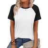 image:imageWIHOLL Womens Summer Tops Color Block Short Sleeve Raglan Shirts Spring Fashion Clothes Vacation OutfitsBlack White