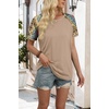 image:imageWIHOLL Womens Summer Tops Color Block Short Sleeve Raglan Shirts Spring Fashion Clothes Vacation OutfitsBoho Brown