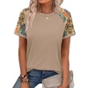 image:imageWIHOLL Womens Summer Tops Color Block Short Sleeve Raglan Shirts Spring Fashion Clothes Vacation OutfitsBoho Brown