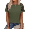 image:imageWIHOLL Womens Summer Tops Color Block Short Sleeve Raglan Shirts Spring Fashion Clothes Vacation OutfitsCamo Army Green