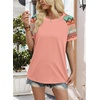 image:imageWIHOLL Womens Summer Tops Color Block Short Sleeve Raglan Shirts Spring Fashion Clothes Vacation OutfitsCoral
