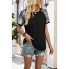 image:imageWIHOLL Womens Summer Tops Color Block Short Sleeve Raglan Shirts Spring Fashion Clothes Vacation OutfitsGraphic Black