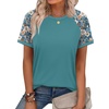 image:imageWIHOLL Womens Summer Tops Color Block Short Sleeve Raglan Shirts Spring Fashion Clothes Vacation OutfitsGraphic Blue