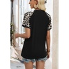image:imageWIHOLL Womens Summer Tops Color Block Short Sleeve Raglan Shirts Spring Fashion Clothes Vacation OutfitsLeopard Black