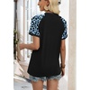image:imageWIHOLL Womens Summer Tops Color Block Short Sleeve Raglan Shirts Spring Fashion Clothes Vacation OutfitsLeopard Blue Black