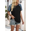 image:imageWIHOLL Womens Summer Tops Color Block Short Sleeve Raglan Shirts Spring Fashion Clothes Vacation OutfitsLeopard Blue Black