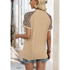 image:imageWIHOLL Womens Summer Tops Color Block Short Sleeve Raglan Shirts Spring Fashion Clothes Vacation OutfitsLeopard Khaki