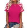 image:imageWIHOLL Womens Summer Tops Color Block Short Sleeve Raglan Shirts Spring Fashion Clothes Vacation OutfitsLeopard Pink