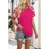 image:imageWIHOLL Womens Summer Tops Color Block Short Sleeve Raglan Shirts Spring Fashion Clothes Vacation OutfitsLeopard Pink