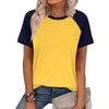 image:imageWIHOLL Womens Summer Tops Color Block Short Sleeve Raglan Shirts Spring Fashion Clothes Vacation OutfitsNavy Yellow