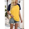 image:imageWIHOLL Womens Summer Tops Color Block Short Sleeve Raglan Shirts Spring Fashion Clothes Vacation OutfitsNavy Yellow
