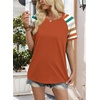 image:imageWIHOLL Womens Summer Tops Color Block Short Sleeve Raglan Shirts Spring Fashion Clothes Vacation OutfitsStriped Orange