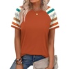image:imageWIHOLL Womens Summer Tops Color Block Short Sleeve Raglan Shirts Spring Fashion Clothes Vacation OutfitsStriped Orange