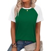 image:imageWIHOLL Womens Summer Tops Color Block Short Sleeve Raglan Shirts Spring Fashion Clothes Vacation OutfitsWhite Green