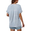 image:imageWIHOLL Womens Summer Tops Short Sleeve Shirts Loose Fit T Shirts V Neck Dressy Casual Blouse 2026 Fashion Clothing Stripe Blue S