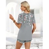 image:imageWIHOLL Womens Summer Tops Short Sleeve Shirts Square Neck Spring Outfits 2026 Fashion Clothing BlousesFloral Grey