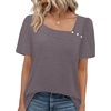 image:imageWIHOLL Womens Summer Tops Short Sleeve Shirts Square Neck Spring Outfits 2026 Fashion Clothing BlousesGrey Purple