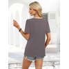 image:imageWIHOLL Womens Summer Tops Short Sleeve Shirts Square Neck Spring Outfits 2026 Fashion Clothing BlousesGrey Purple