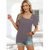 image:imageWIHOLL Womens Summer Tops Short Sleeve Shirts Square Neck Spring Outfits 2026 Fashion Clothing BlousesGrey Purple