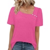 image:imageWIHOLL Womens Summer Tops Short Sleeve Shirts Square Neck Spring Outfits 2026 Fashion Clothing BlousesHot Pink
