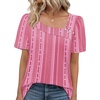 image:imageWIHOLL Womens Summer Tops Short Sleeve Shirts Square Neck Spring Outfits 2026 Fashion Clothing BlousesStripes Hot Pink
