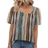 image:imageWIHOLL Womens Summer Tops Short Sleeve Shirts Square Neck Spring Outfits 2026 Fashion Clothing BlousesStripes Multicoloured