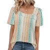 image:imageWIHOLL Womens Summer Tops Short Sleeve Shirts Square Neck Spring Outfits 2026 Fashion Clothing BlousesStripes Orange