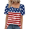 image:imageWIHOLL Womens Summer Tops Short Sleeve Shirts Square Neck Spring Outfits 2026 Fashion Clothing BlousesUsa Flag