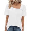 image:imageWIHOLL Womens Summer Tops Short Sleeve Shirts Square Neck Spring Outfits 2026 Fashion Clothing BlousesWhite