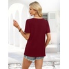 image:imageWIHOLL Womens Summer Tops Short Sleeve Shirts Square Neck Spring Outfits 2026 Fashion Clothing BlousesWinered
