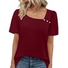 image:imageWIHOLL Womens Summer Tops Short Sleeve Shirts Square Neck Spring Outfits 2026 Fashion Clothing BlousesWinered