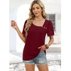 image:imageWIHOLL Womens Summer Tops Short Sleeve Shirts Square Neck Spring Outfits 2026 Fashion Clothing BlousesWinered