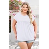 image:imageWIHOLL Womens Summer Tops Trendy 2026 Lace Crochet Cap Short Sleeve Shirts Crew Neck T Shirts Casual Loose BlousesAll White
