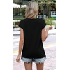 image:imageWIHOLL Womens Summer Tops Trendy 2026 Lace Crochet Cap Short Sleeve Shirts Crew Neck T Shirts Casual Loose BlousesBlack