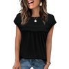 image:imageWIHOLL Womens Summer Tops Trendy 2026 Lace Crochet Cap Short Sleeve Shirts Crew Neck T Shirts Casual Loose BlousesBlack
