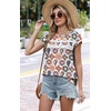 image:imageWIHOLL Womens Summer Tops Trendy 2026 Lace Crochet Cap Short Sleeve Shirts Crew Neck T Shirts Casual Loose BlousesFloral Boho