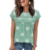image:imageWIHOLL Womens Summer Tops Trendy 2026 Lace Crochet Cap Short Sleeve Shirts Crew Neck T Shirts Casual Loose BlousesFloral Green
