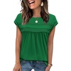 image:imageWIHOLL Womens Summer Tops Trendy 2026 Lace Crochet Cap Short Sleeve Shirts Crew Neck T Shirts Casual Loose BlousesGreen