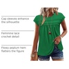 image:imageWIHOLL Womens Summer Tops Trendy 2026 Lace Crochet Cap Short Sleeve Shirts Crew Neck T Shirts Casual Loose BlousesGreen