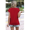 image:imageWIHOLL Womens Summer Tops Trendy 2026 Lace Crochet Cap Short Sleeve Shirts Crew Neck T Shirts Casual Loose BlousesRed