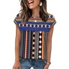 image:imageWIHOLL Womens Summer Tops Trendy 2026 Lace Crochet Cap Short Sleeve Shirts Crew Neck T Shirts Casual Loose BlousesStripes