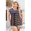 image:imageWIHOLL Womens Summer Tops Trendy 2026 Lace Crochet Cap Short Sleeve Shirts Crew Neck T Shirts Casual Loose BlousesStripes