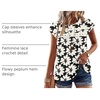 image:imageWIHOLL Womens Summer Tops Trendy 2026 Lace Crochet Cap Short Sleeve Shirts Crew Neck T Shirts Casual Loose BlousesThe Floral Beige
