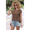 image:imageWIHOLL Womens Summer Tops Trendy 2026 Lace Crochet Cap Short Sleeve Shirts Crew Neck T Shirts Casual Loose BlousesThe Leopard