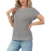 image:imageWIHOLL Womens Summer Tops Trendy Casual Cap Short Sleeve Sweater Outfits for Women 2026 Casual V Neck T Shirts Soft Cute Spring Tops Tshirts Shirts for Women Grey L