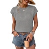 image:imageWIHOLL Womens Summer Tops Trendy Casual Cap Short Sleeve Sweater Outfits for Women 2026 Casual V Neck T Shirts Soft Cute Spring Tops Tshirts Shirts for Women Grey L