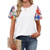 image:imageWIHOLL Womens Summer Tops Trendy Ruffle Sleeve Shirts Casual Chiffon Blouses Beach Vacation Clothes1colorful Bloom