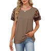 image:imageWIHOLL Womens Summer Tops Trendy Ruffle Sleeve Shirts Casual Chiffon Blouses Beach Vacation ClothesBrown Leopard