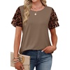 image:imageWIHOLL Womens Summer Tops Trendy Ruffle Sleeve Shirts Casual Chiffon Blouses Beach Vacation ClothesBrown Leopard